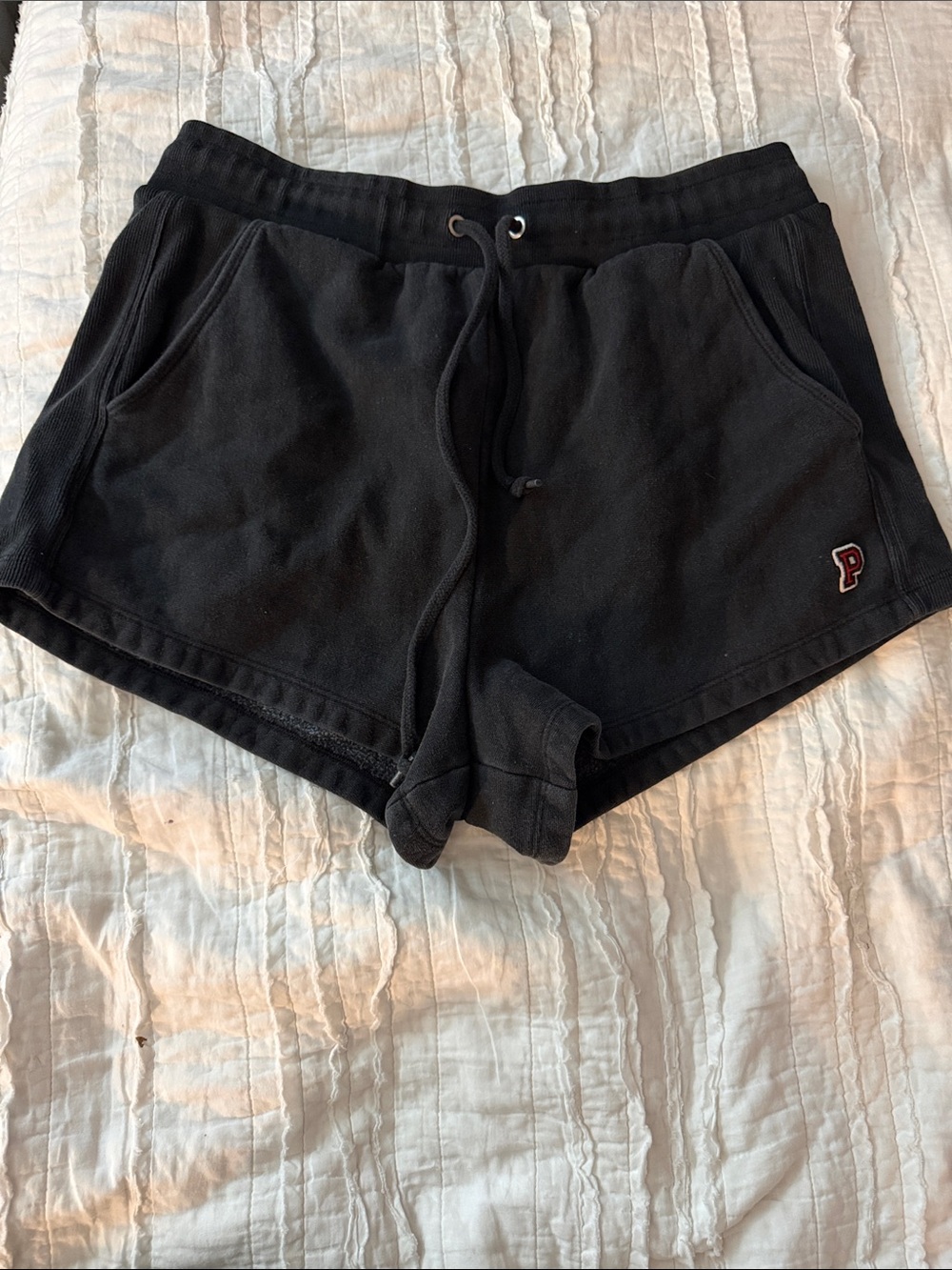 PINK Victoria's Secret Black Athletic Lounge Shorts with P Patch